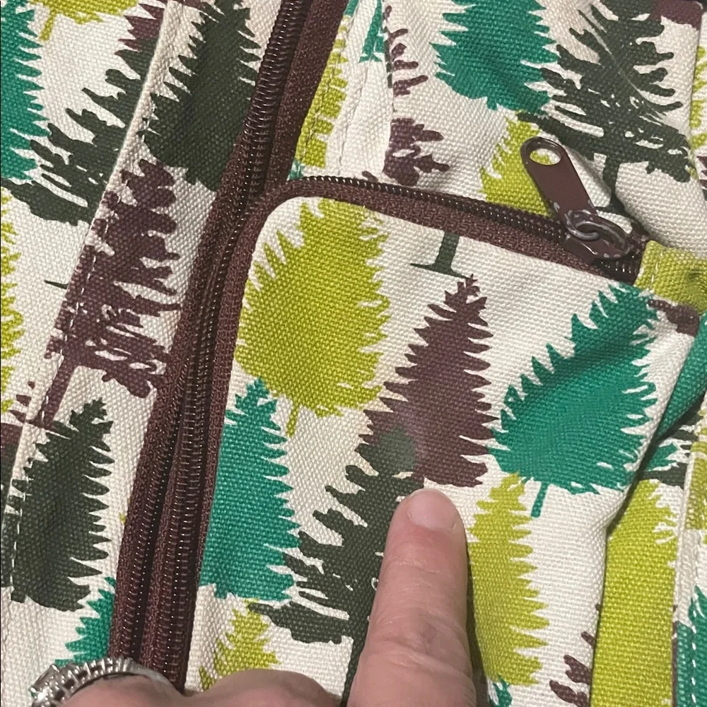 KAVU Tree Pattern Sling Bag - Green and Brown - Picture 2 of 3
